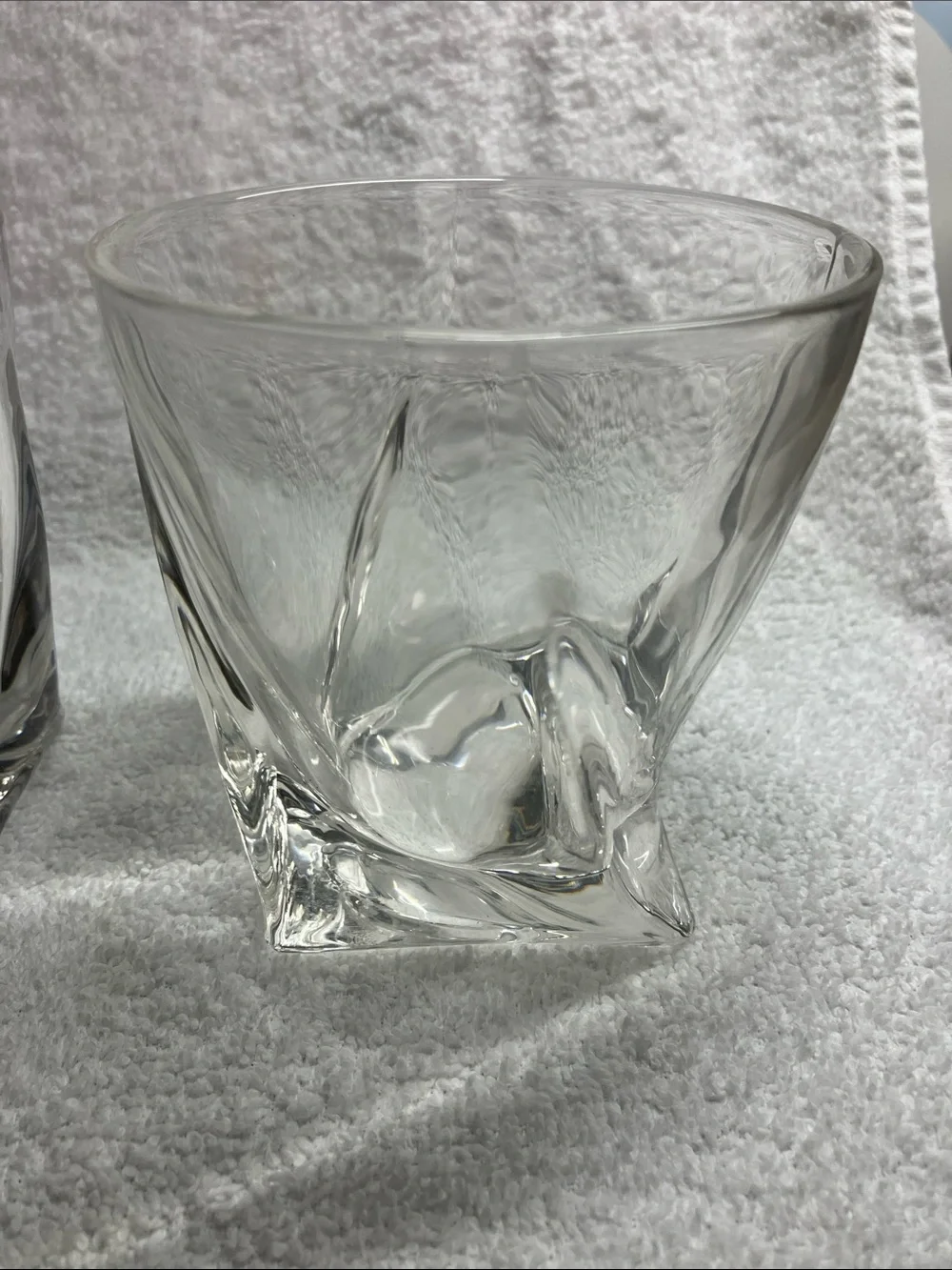 2 Mikasa Twisted Square Bottom Double Whiskey Glasses